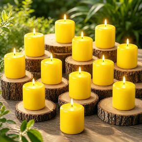 12 Pack Yellow Citronella Pillar Candles Outdoor & Intdoor,Lemongrass Scented Pillar Candles,Smokeless Dripless Citronella Candle Set for Patio Home Garden Weddings Pool Party in Summer in Saudi Arabia