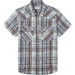 TUNEVUSE Men's Western Shirts Short Sleeve Pearl Snap 100% Cotton Plaid Cowboy Shirt Vintage Summer Casual Button Down Shirt in Saudi Arabia