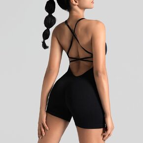 Women Romper Strappy Seamless Jumpsuit Tummy Control Padded Sports Bra in Kuwait