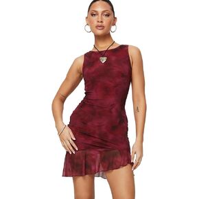 Princess Polly Women's Molita Ruffle Hem Mini Dress Red in Saudi Arabia