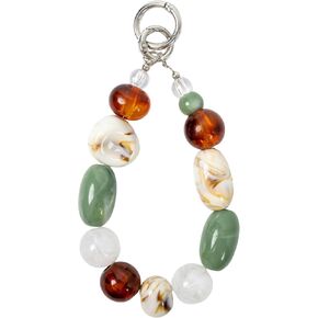 Bloomish Irregular Resin Bead Phone Strap - Handmade Chunky Keychain Wristlet with Stone-Effect Charms - Trendy Cellphone Accessory & Bag Decor in Saudi Arabia