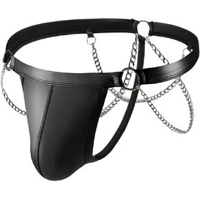 Mens Faux Leather G-String Thongs Jockstrap Athletic Supporter Sexy Low Rise Underwear for Men Clubwear in Saudi Arabia