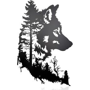 dryelves Metal Wolf Wall Decor, Wolf Head Wall Art For Home Office Living Room, Bedroom, Dining Room（Black） in Saudi Arabia