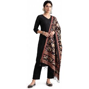 Women's Rayon Solid Straight Kurti With Pant & Dupatta- Ethnic Wear in Saudi Arabia