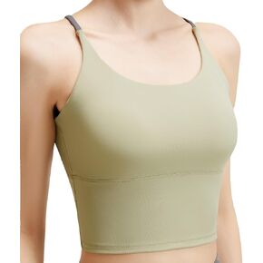 Le&Chung Women’s Cross Back Sports Bra Strappy Cut Out Yoga Top with Built-in Pads,Medium Support Longline Crop Top in Saudi Arabia