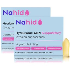 Nahid Vaginal Moisturizing Suppositories | 15 mg Hyaluronic Acid | Long-Lasting 72-Hour Hydration | pH-Balanced Formula for Vaginal Dryness | Menopause & Hormonal Changes | 24 Inserts Total, 2 Pack in Saudi Arabia