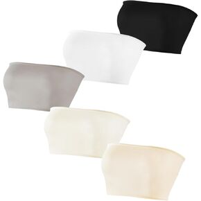 Women's 5 Pack Tube Tops Bandeau Casual Crop Top Going Out Strapless Basic Tank in Saudi Arabia