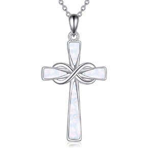 18k Plated Infinity Cross Necklace Opal/Abalone/Turquoise Cross Pendant Necklaces Christian Jewelry Gifts For Women Lover Female in Saudi Arabia