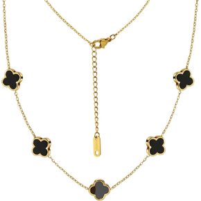 Four Leaf Clover Necklace 18K Gold Plated Necklaces for Women Lucky Flower Pendant Adjustable Link Chain Stainless Steel Dainty Trendy Simple Jewelry Gifts for Women in Saudi Arabia