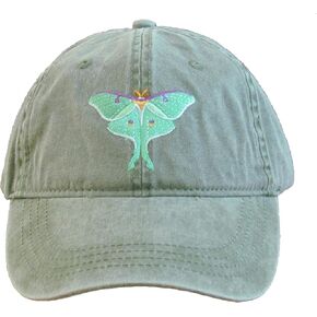 Luna Moth Embroidered Cotton Cap Green in Kuwait