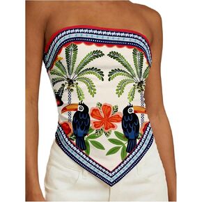 Milumia Women's Bandana Tops Boho Tropical Print Tie Back Strapless Going Out Vacation Tube Top in Saudi Arabia
