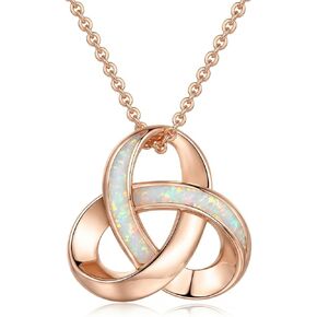 Celtic Knot Opal Necklace Trinity Triquetra Pendant Vintage Jewelry Gifts for Women Anniversary Birthday in Saudi Arabia