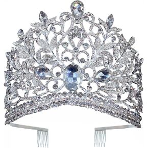 Wedding Tiaras and Crowns with Combs for Women, Crystal Queen Crown Silver Wedding Tiara for Bride, Princess Headpieces Quinceanera Pageant Crown Diadem for Birthday Prom in Saudi Arabia
