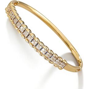 Sparkle Gold Plated Rhinestone Bangle Bracelet for Women - Braided Pattern CZ Bracelet, Dainty Gold Jewelry for Wedding Prom Party Daily Wear Gift for Her in Saudi Arabia