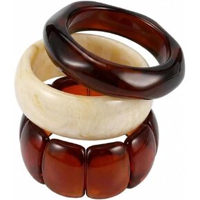 eartif 3Pcs Chunky Acrylic Bangle Bracelets for Women Big Resin Bangle Stack Bracelets Set Wide Oval Acrylic Bracelets Statement Jewelry in Kuwait
