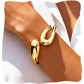 ACEDRE Chunky Gold Bangle Bracelet Thick Waterdrop Twist Cuff Bracelets Jewelry for Women in Saudi Arabia