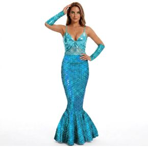 Women Swmisuit Hologram Mermaid Costume Mermaid Dress Princess Dress with Arm Sleeve Party Dress Birthday Dres Halloween in Saudi Arabia