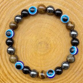 Beaded Stretch Bracelets for Women Black Tourmaline Evil Eye Bracelet for Career Success Decisive Action Jewelry Gift in Kuwait