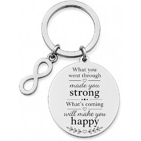 Inspirational Keychain, “What You Went Through Made You Strong" Encouragement Gift, Motivational Stainless Steel Key Ring for Men Women, Friend, Family & Coworker (Strong & Happy) in Saudi Arabia