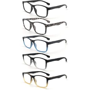 5-Pack Large Reading Glasses with each Pouch Cloth for Men Women Blue Light Blocking Spring Hinge Readers in Saudi Arabia
