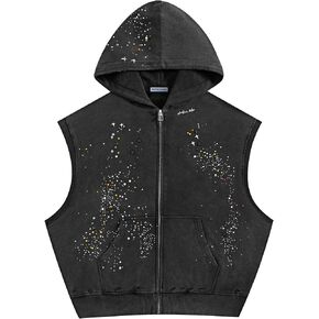 Aelfric Eden Star Rhinestone Sleeveless Zip Up Hoodies for Women Men Summer Vest Tops Casual Streetwear Clothes in Kuwait