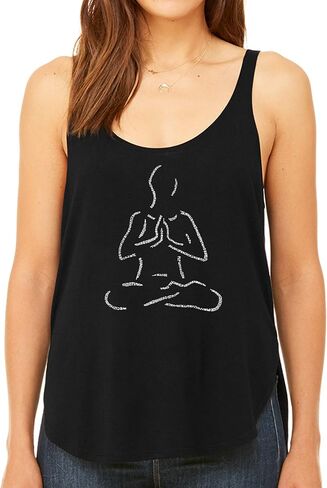 LA POP ART Women's Premium Word Art Flowy Tank Top - Popular Yoga Poses in Saudi Arabia