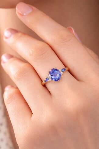 Vintage Prong Setting Tanzanite Solitaire Ring Solid 14k Yellow Gold Ring Vintage Oval Cut Tanzanite Engagement Ring Promise Bridal Ring Diamond Promise Ring BY ZENITHCRAFTSS in Kuwait