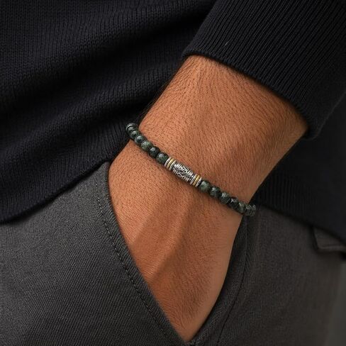 Kartini Studio Dark Green Jade Bracelet, Men's Jade Bracelet, Bead Jewelry for Man in Kuwait