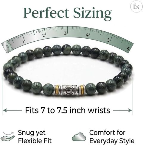 Kartini Studio Dark Green Jade Bracelet, Men's Jade Bracelet, Bead Jewelry for Man in Kuwait
