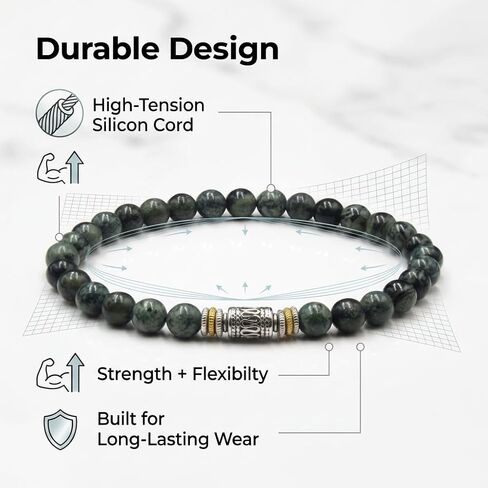 Kartini Studio Dark Green Jade Bracelet, Men's Jade Bracelet, Bead Jewelry for Man in Kuwait