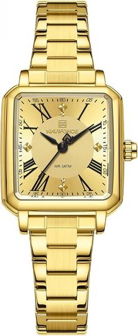 NAVIFORCE Gold Watches for Women,Ladies Dress Waterproof Wrist Watch,Square Case Roman Dial in Kuwait