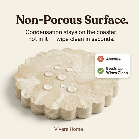Concrete Stone Coasters Set of 4, Coffee Table Decor, Cute Coasters for Drinks, Non-Slip Cork Backing, Housewarming Gift, Wedding, Protects Tables from Stains & Scratches in Kuwait