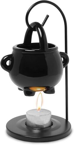 Hanging Cauldron Wax Melt-Burner and Oil Burner,Ceramic Essential Oil Wax Melts Burner Tealight,Witches Witchcraft Decor for Halloween & Wiccan Rituals,Gothic Home Décor in Saudi Arabia