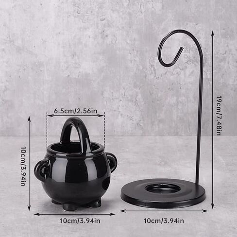 Hanging Cauldron Wax Melt-Burner and Oil Burner,Ceramic Essential Oil Wax Melts Burner Tealight,Witches Witchcraft Decor for Halloween & Wiccan Rituals,Gothic Home Décor in Saudi Arabia
