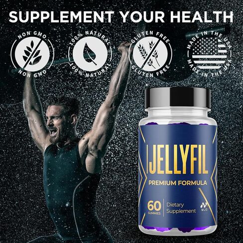 Jellyfil Gummies، علكات Jellyfil الرسمية مع جميع المكونات الطبيعية، تركيبة متقدمة مكملة للقوة القصوى مع دعم نمط الحياة الطبيعي النشط الذي يتميز بفيتامينات متعددة ممتازة (60 علكة) in Kuwait
