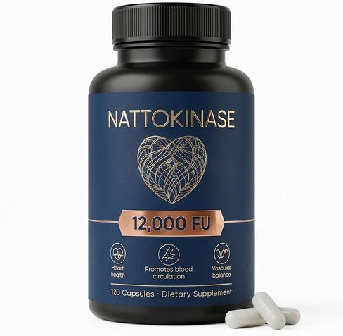 Nattokinase 12000 FU Per Serving, Nattokinase Supplement Organic, Supports Circulation & Heart Wellness, Vegan, Gluten Free, 120 Capsules in Saudi Arabia
