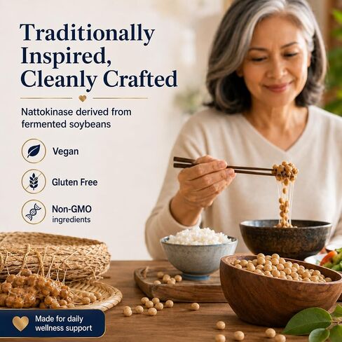 Nattokinase 12000 FU Per Serving, Nattokinase Supplement Organic, Supports Circulation & Heart Wellness, Vegan, Gluten Free, 120 Capsules in Saudi Arabia