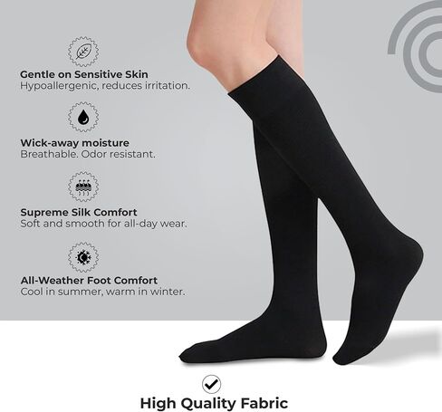 Men’s Long Silk Sock Liners Pack of 2 | So Skin-Friendly Silk Socks | Evening Wear | Comfortable & Breathable | Sock Liners for Men | Perfect for Layering | Wash Bag Included | Sizes 7-12 in Saudi Arabia