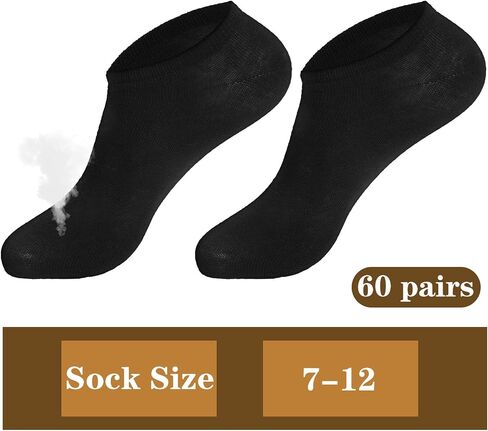 60 Pairs Low Cut Ankle Socks for Men No Show Socks Bulk Breathable Casual Socks for Sports Moisture Wicking Mens Ankle Socks Comfortable Lightweight for Unisex Adult Women Sports in Saudi Arabia