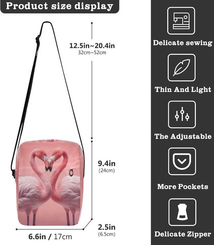 Loveing Flamingo Sling Bag Small Crossbody Purse with Adjustable Strap 6.6×2.5×9.4 IN in Saudi Arabia