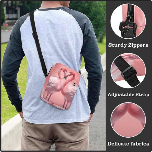 Loveing Flamingo Sling Bag Small Crossbody Purse with Adjustable Strap 6.6×2.5×9.4 IN in Saudi Arabia