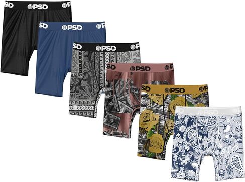 PSD الملابس الداخلية للشباب الأولاد الملاكم موجز 6 حزم - طباعة مختلفة مريحة الملابس الداخلية النشطة للبنين، والأطفال حزم الملابس الداخلية الأولاد in Kuwait