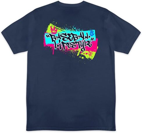 Baseball Lifestyle 101 Graffiti Crown Youth Tee - Navy, Youth Sizes S-XL in Saudi Arabia