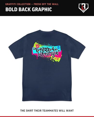 Baseball Lifestyle 101 Graffiti Crown Youth Tee - Navy, Youth Sizes S-XL in Saudi Arabia