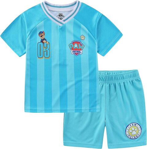 Paw Patrol Chase Boys Short Sleeve Soccer Shirt and Mesh Shorts Set for Toddler to Big Kids in Kuwait