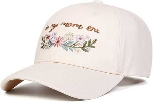 in My Mom Era Hat Floral Womens Embroidered Hat, Gifts for New Mom, Beige in Saudi Arabia