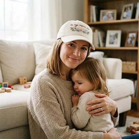 in My Mom Era Hat Floral Womens Embroidered Hat, Gifts for New Mom, Beige in Saudi Arabia