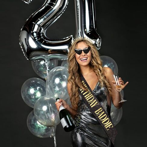 Aprince 3PCS Gold Birthday Baddie Sash and Crown & Heart Sunglasses Party Decorations Favors Supplies Gifts for Women & Girls in Saudi Arabia