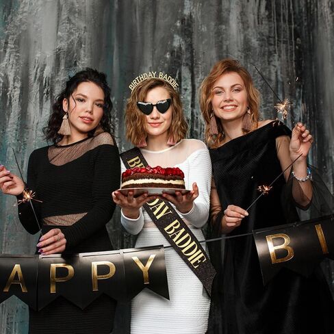 Aprince 3PCS Gold Birthday Baddie Sash and Crown & Heart Sunglasses Party Decorations Favors Supplies Gifts for Women & Girls in Saudi Arabia