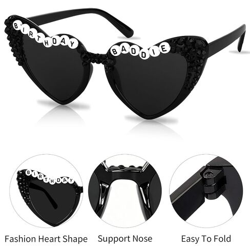 Aprince 3PCS Gold Birthday Baddie Sash and Crown & Heart Sunglasses Party Decorations Favors Supplies Gifts for Women & Girls in Saudi Arabia